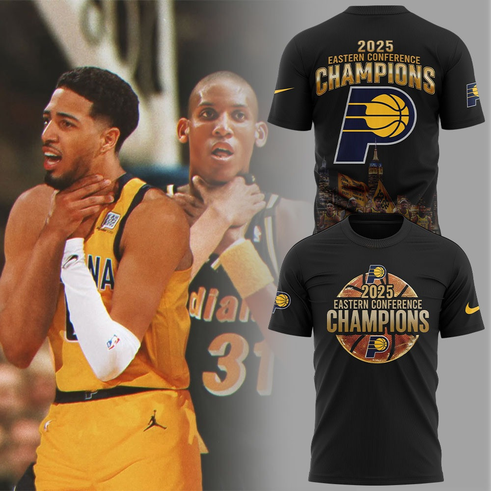 Indiana Pacers 2025 Eastern Conference Champions Black T-Shirt Good Gifts For Basketball Fans