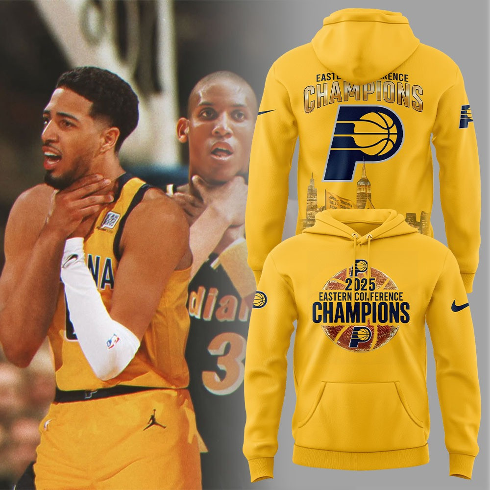 Indiana Pacers 2025 Eastern Conference Champions Yellow Hoodie Ver Good Gifts For Basketball Fans