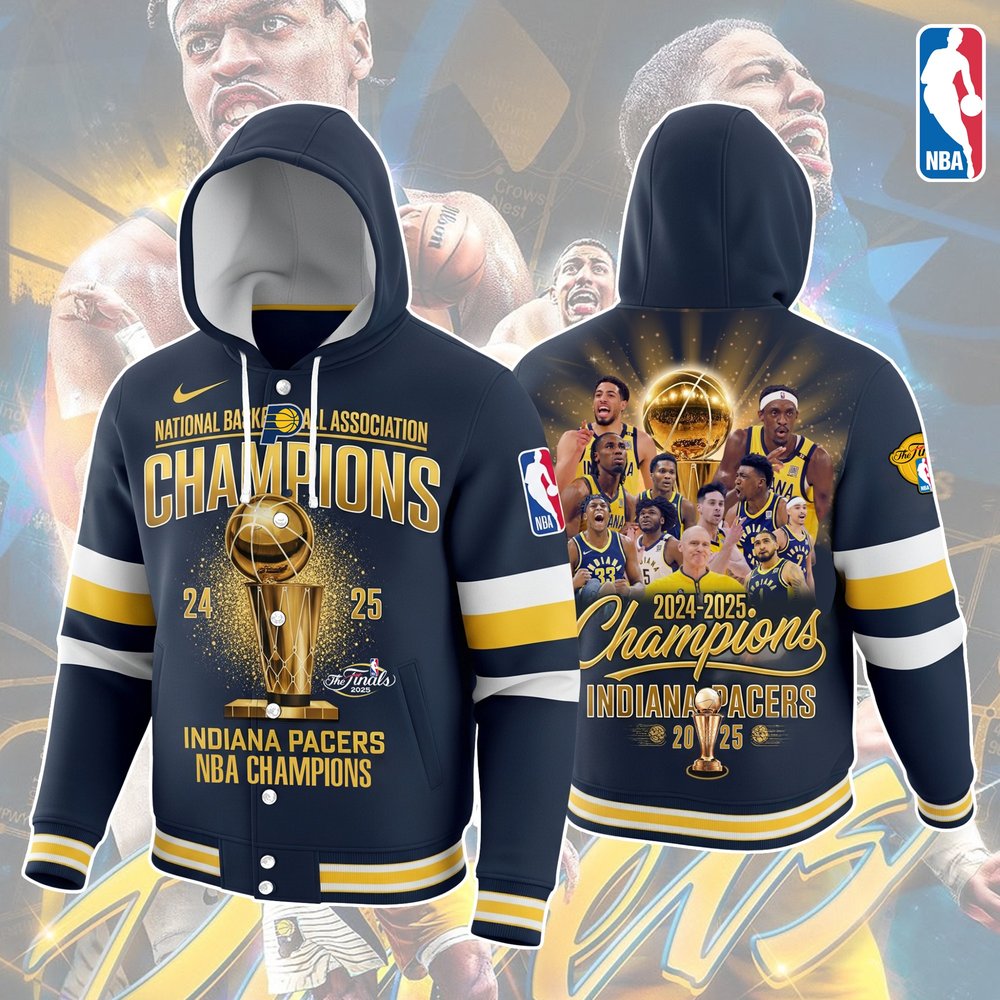Indiana Pacers 2025 NBA Finals Champions Navy Hoodie Jacket Pacers Merch Best Gifts For Basketball Fans