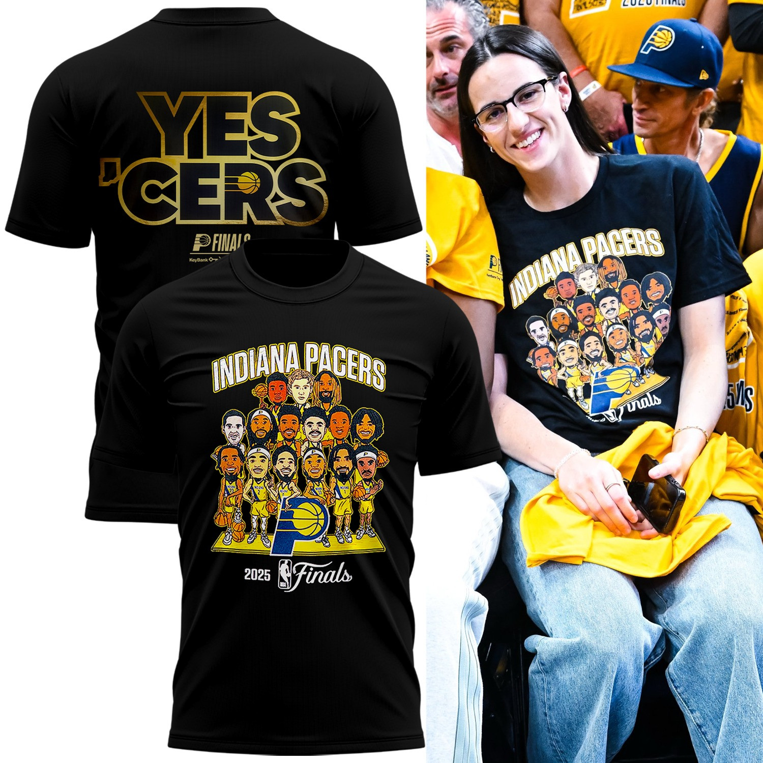 Indiana Pacers 2025 NBA Finals Team T-Shirt Black NBA Pacers Basketball Fan Merch Apparel