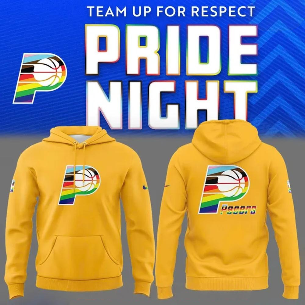 Indiana Pacers 2025 Pride Month Special Edition Yellow Hoodie Gift Ideas For Basketball Lovers