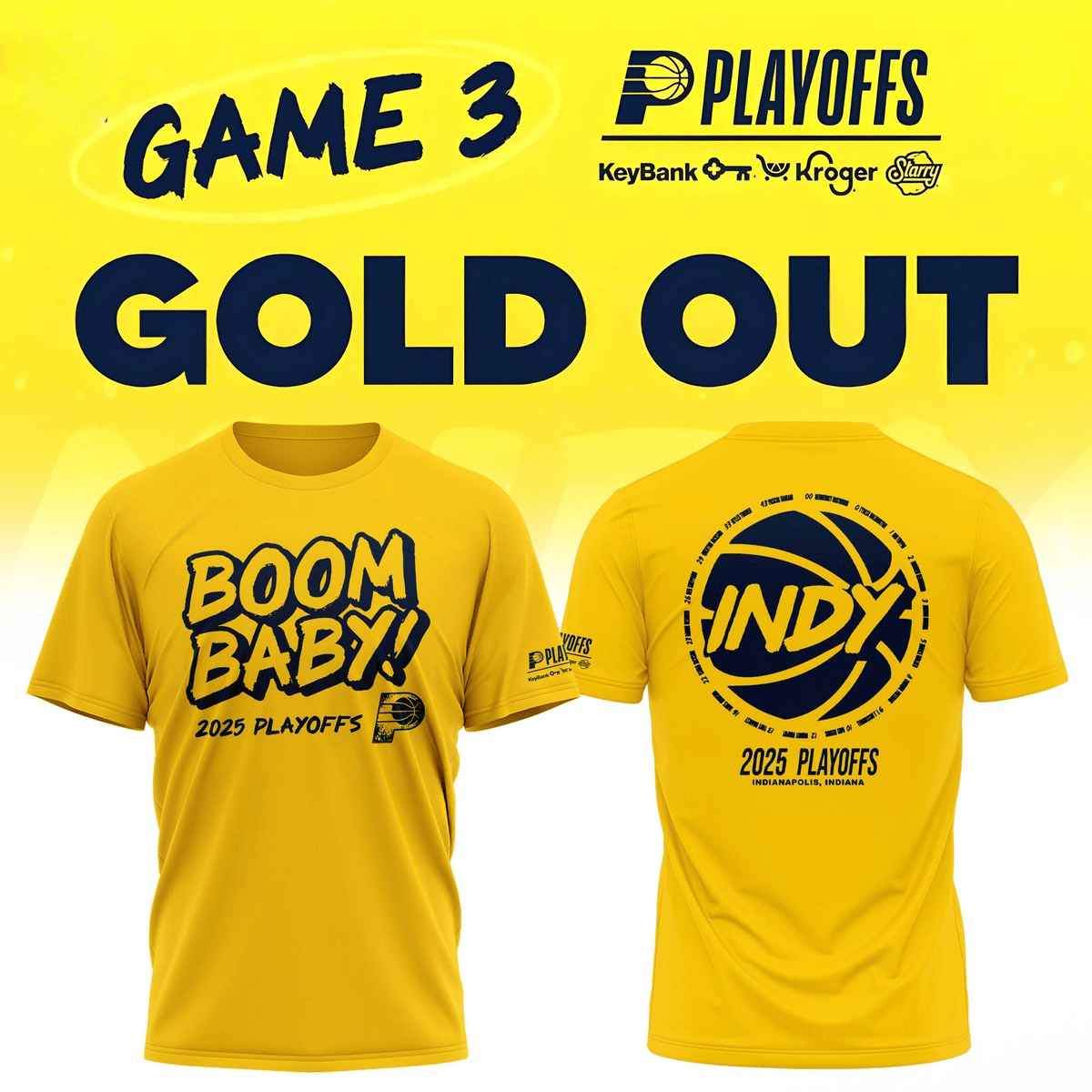 Indiana Pacers Boom Baby 2025 Playoffs 3D T-Shirt Unique Gifts Idea For Basketball Fans