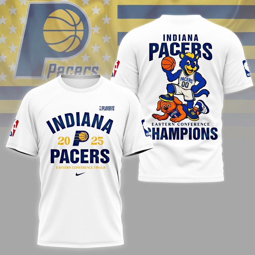 Indiana Pacers Eastern Conference Champions 3D T-Shirt Unique Gifts For Basketball Fans