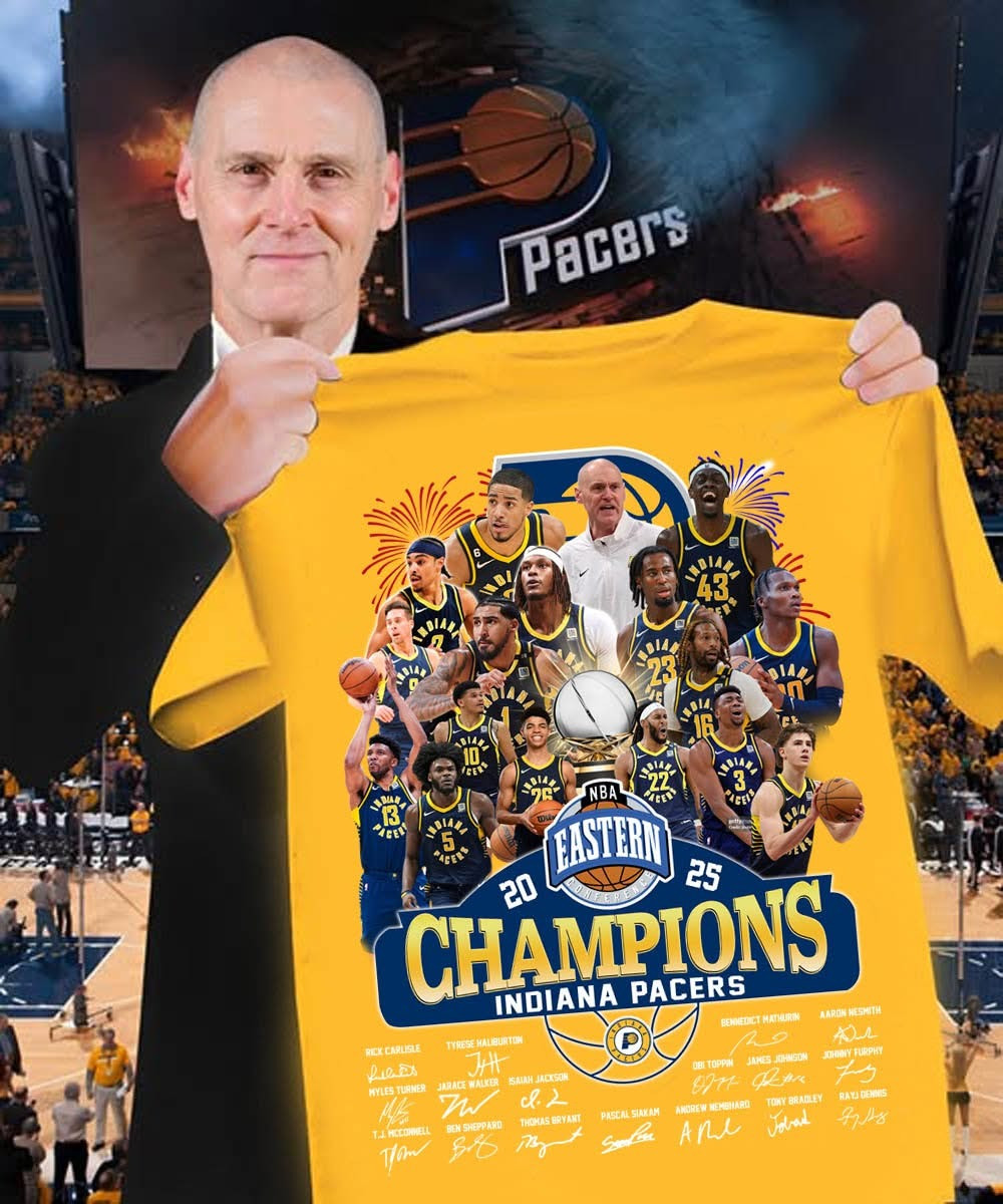 Indiana Pacers Eastern Conference Champions T-Shirt Yellow Final NBA 2025 Fan Apparel