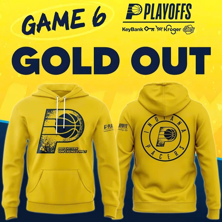 Indiana Pacers Eastern Conference Finals Hoodie Yellow NBA Pacers Merch Fan Gear
