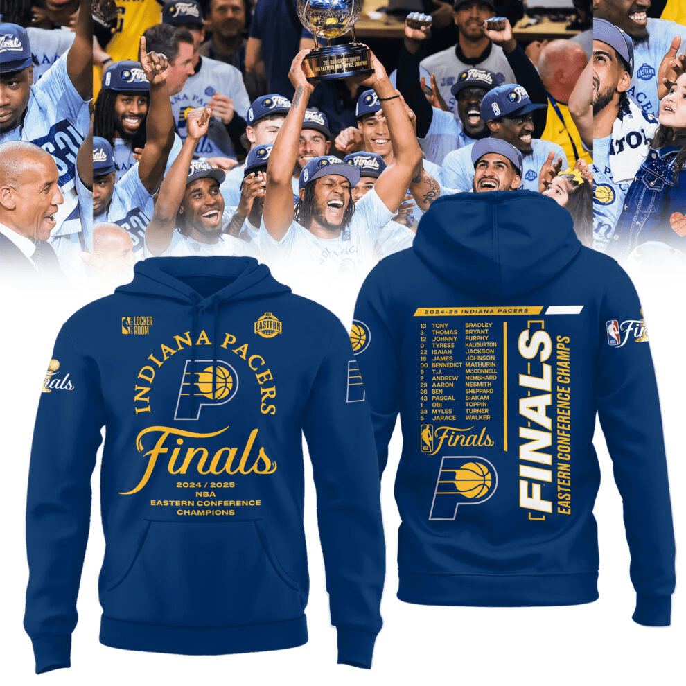 Indiana Pacers Fanatics 2025 Eastern Conference Champions Hoodie Great Gifts For Basketball Fans