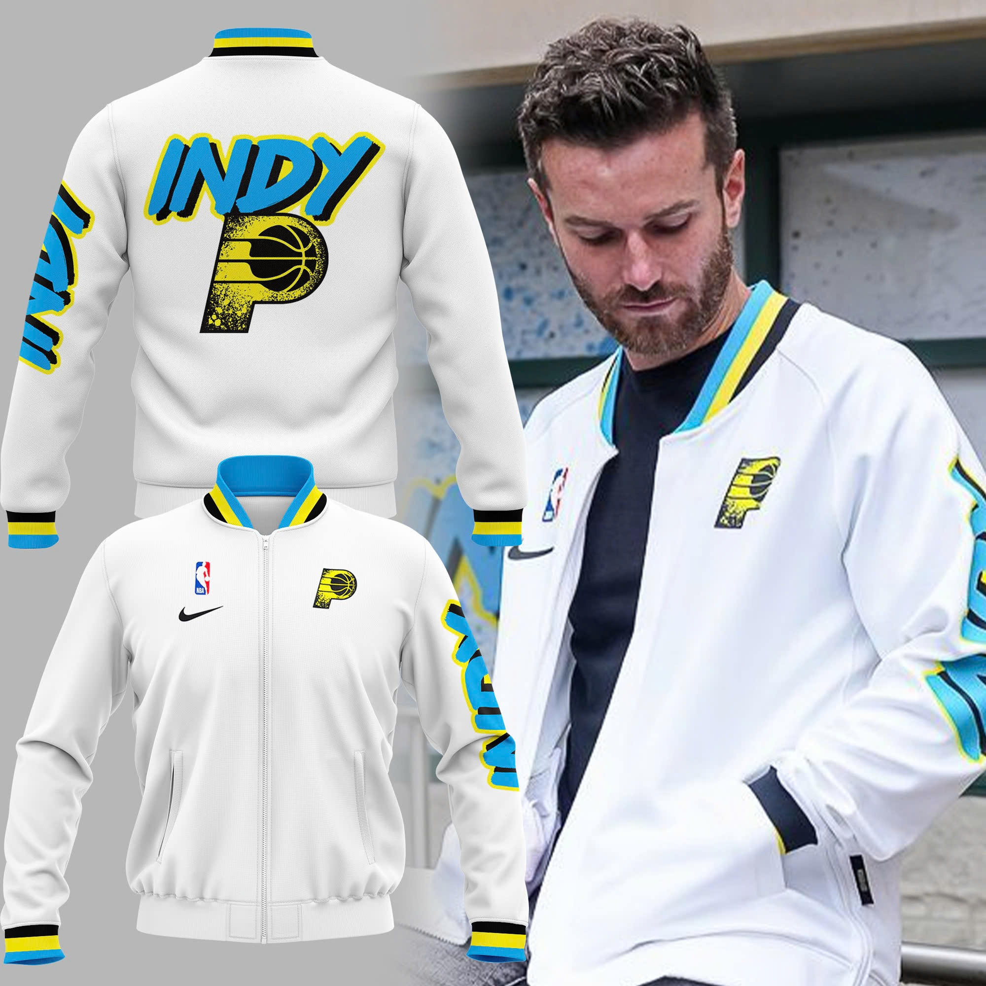 Indiana Pacers Indy New City Connect IP Zip Bomber NBA Basketball Lovers Fan Merch Gifts