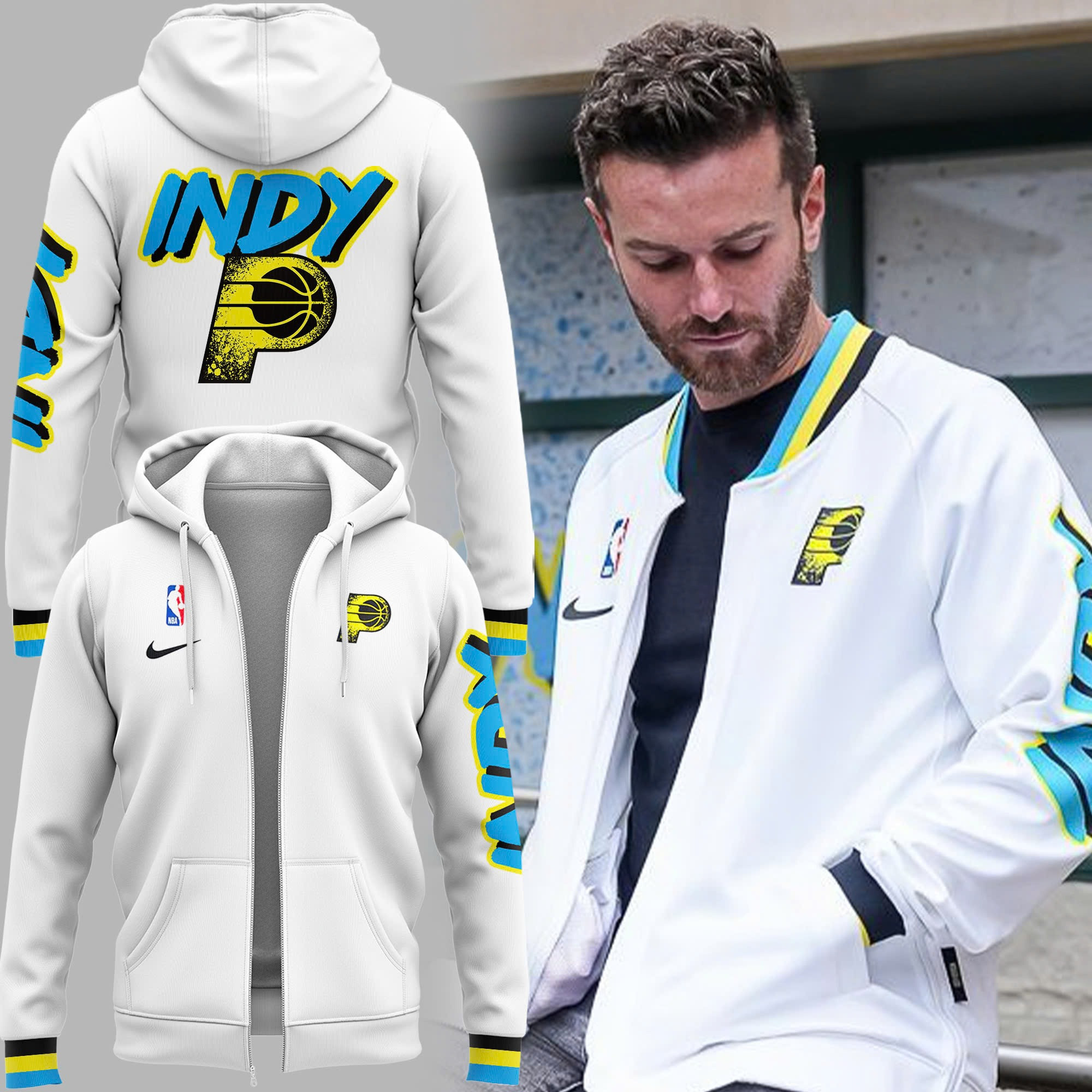 Indiana Pacers Indy New City Connect IP Zip Hoodie NBA Basketball Lovers Fan Merch Clothing