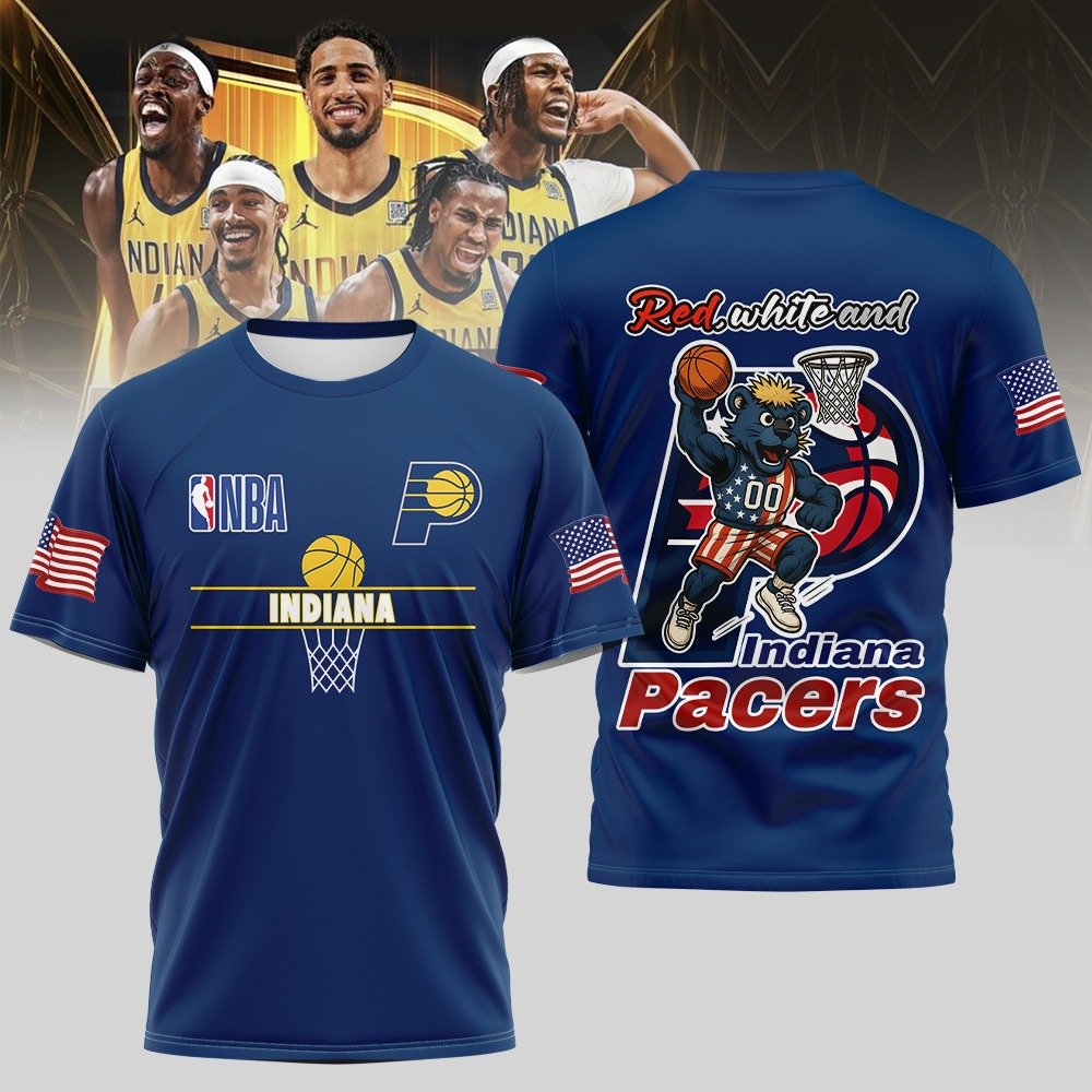 Indiana Pacers NBA Red White And Indiana T-Shirt Pacers Merch Best Gifts For Basketball Fans