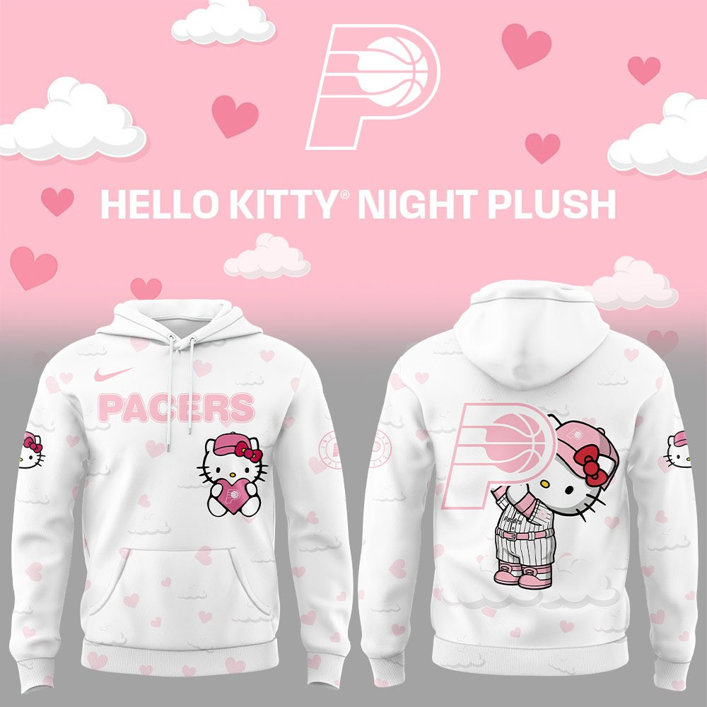 Indiana Pacers x Hello Kitty Night Plush Hoodie Best Gifts For Baseball Lovers