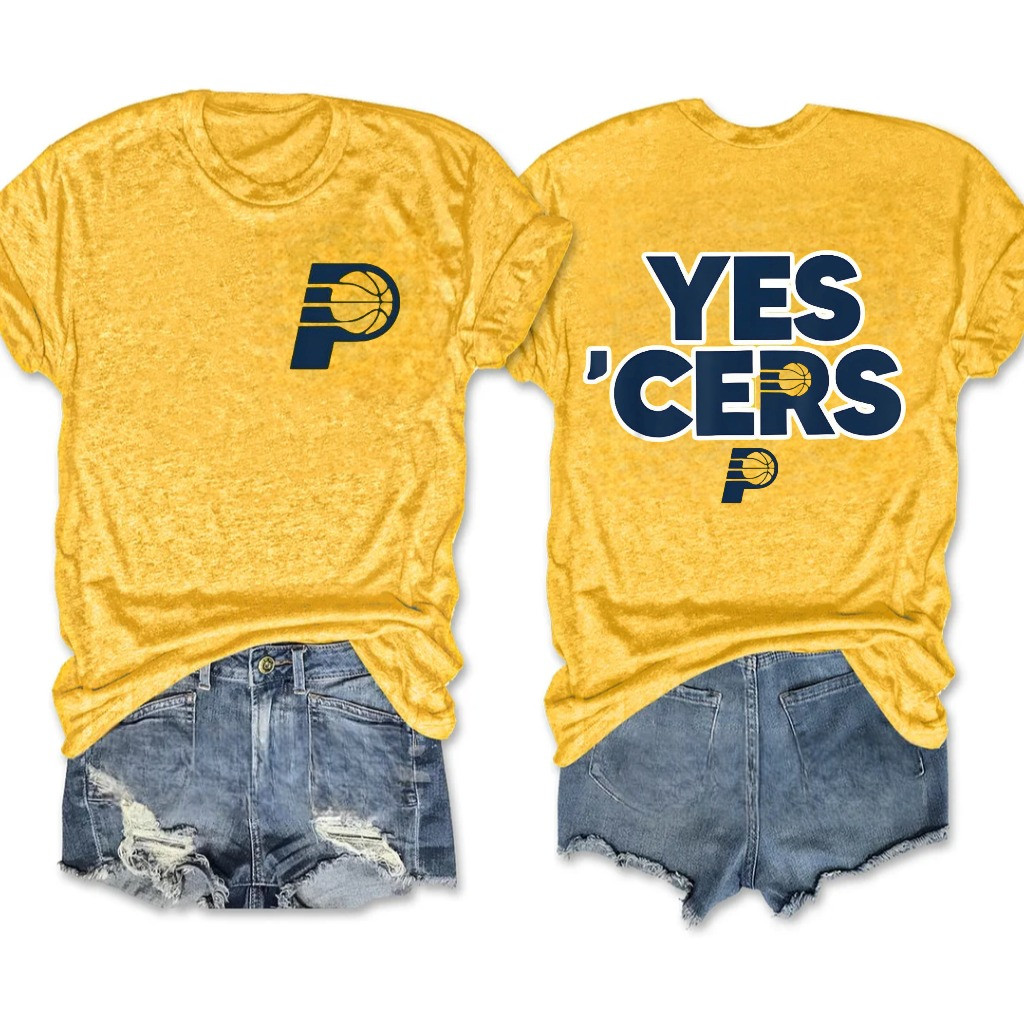 Indiana Pacers Yes 'Cers Women's T-Shirt Yellow Basketball Lovers Fan Merch Gifts For Her