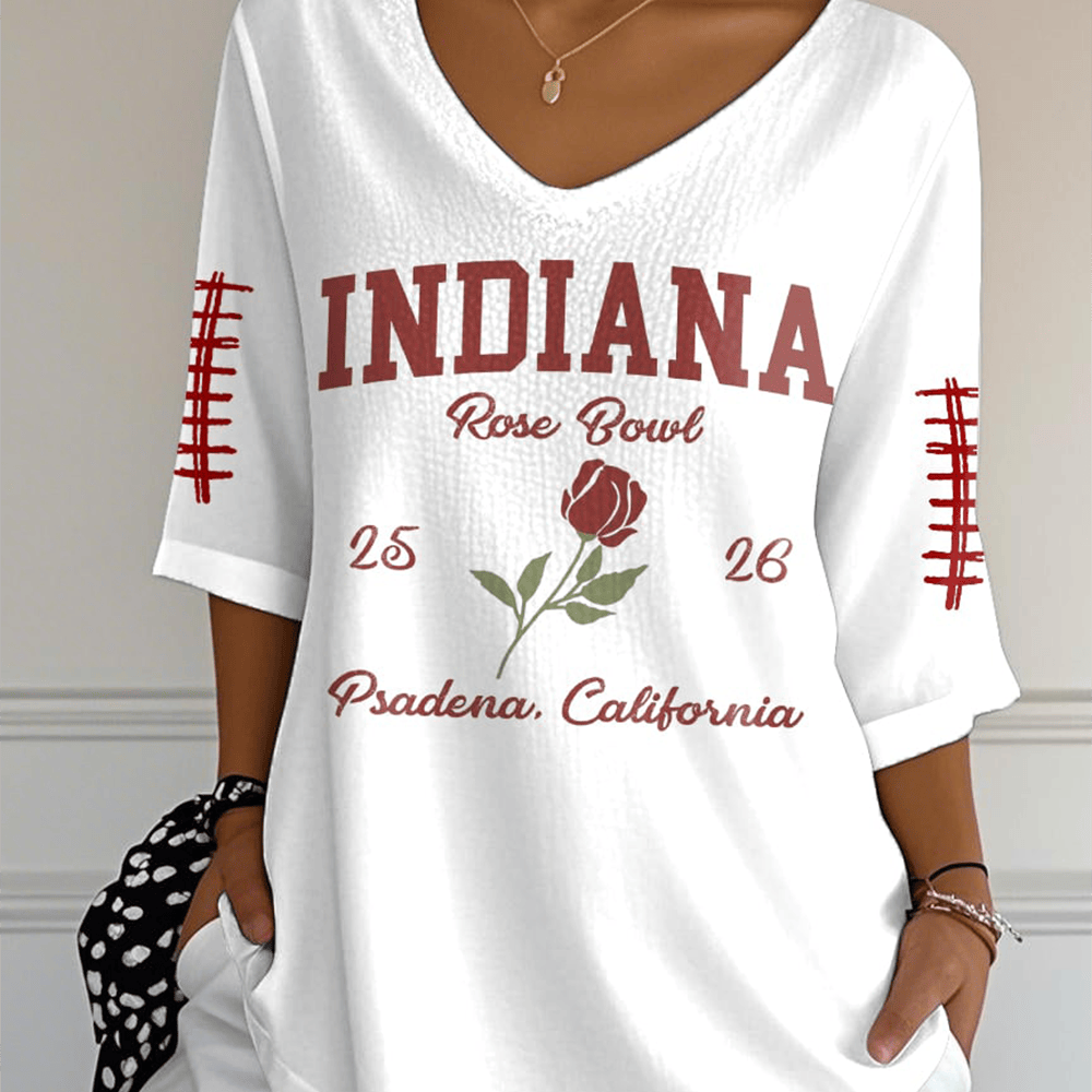 Indiana Rose Bowl 25 26 V-Neck Long Sleeve Shirt Indiana Hoosiers Apparel