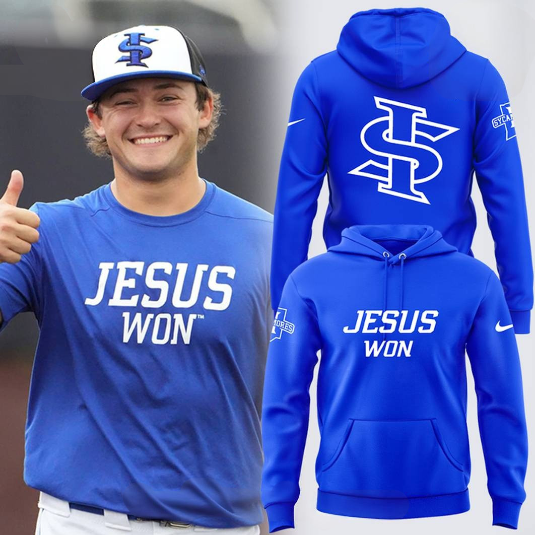 Indiana State Sycamores Baseball JESUS WON 2025 Special Blue Hoodie Gifts For Fans