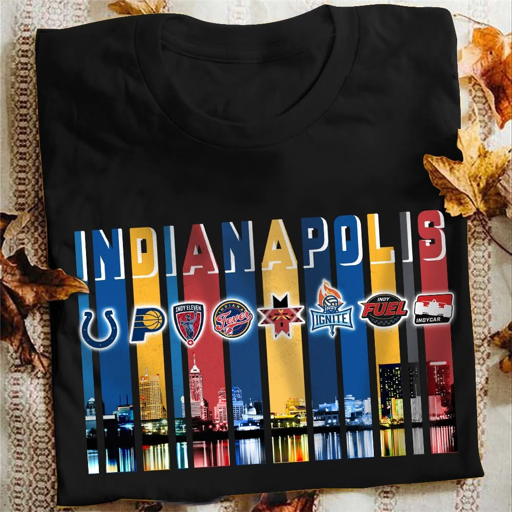 Indianapolis City Sport Teams Skyline T-Shirt Best Gifts For Indianapolis Sports Fans