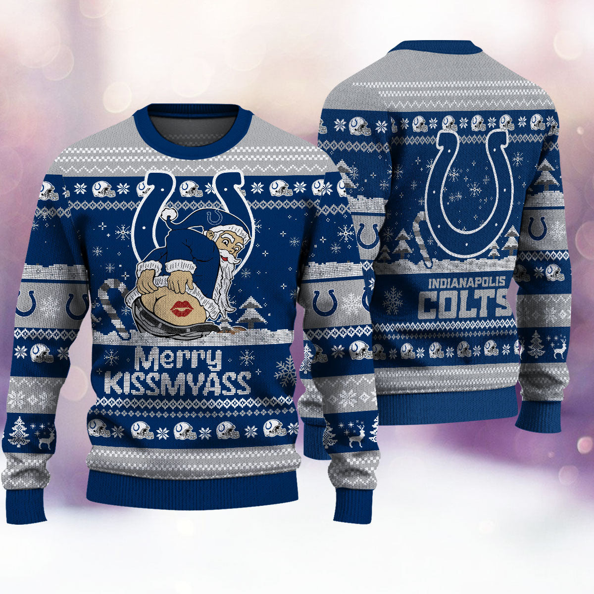 Indianapolis Colts Santa Merry Kissmyass Ugly Christmas Sweater Funny Xmas Fan Gifts Holiday