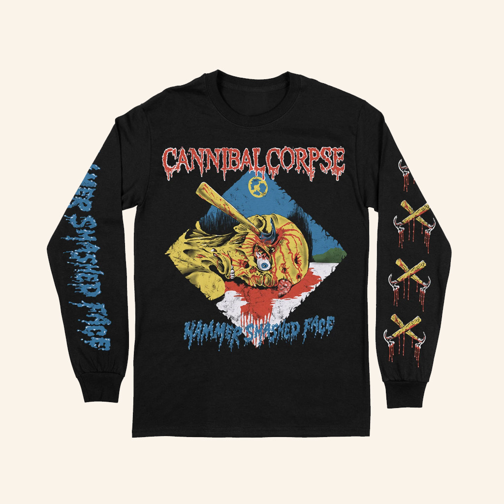 Indiemerch Merch Cannibal Corpse Hammer Smashed Face Long Sleeve T-Shirt Gifts For Him Indiemerch Merch Cannibal Corpse Hammer Smashed Face Long Sleeve T-Shirt Gifts For Him