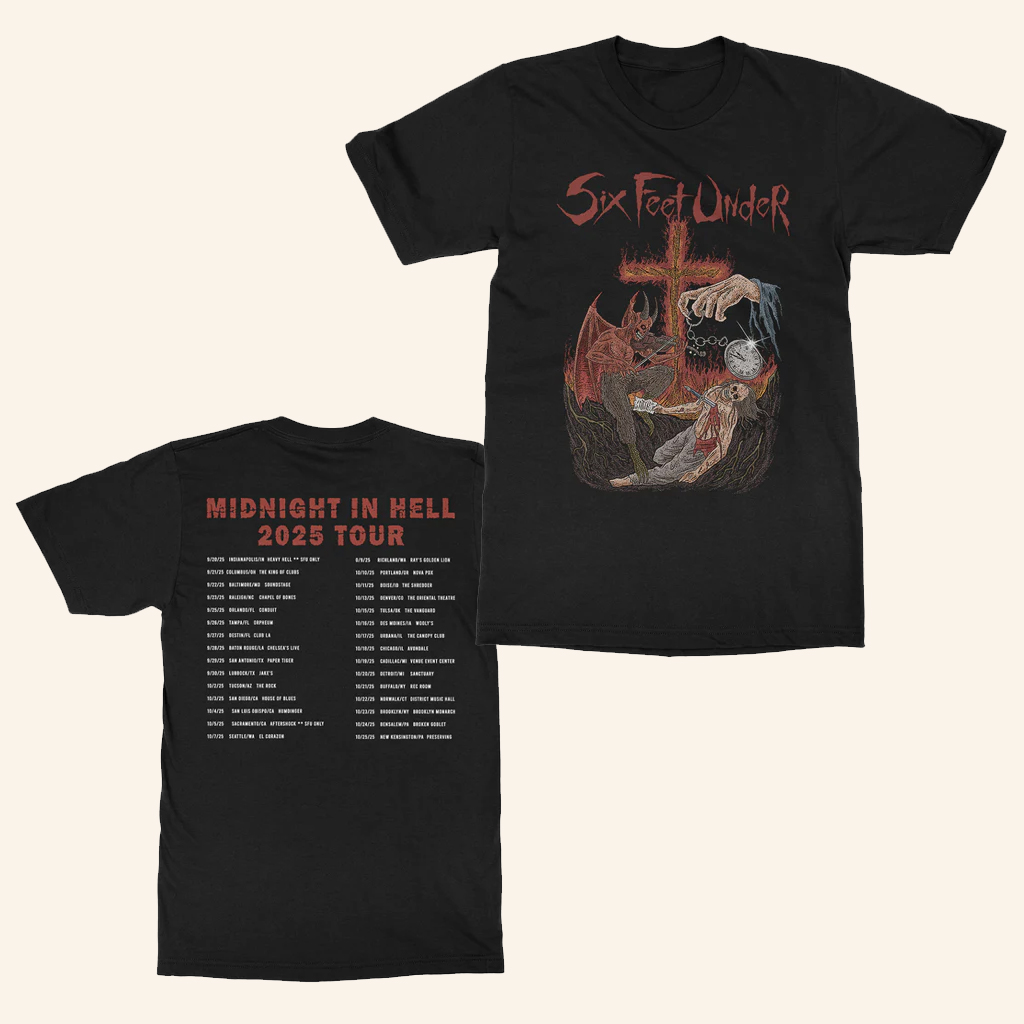 IndieMerch Merch Six Feet Under Midnight In Hell 2025 Tour T-Shirt Gifts For Fans IndieMerch Merch Six Feet Under Midnight In Hell 2025 Tour T-Shirt Gifts For Fans
