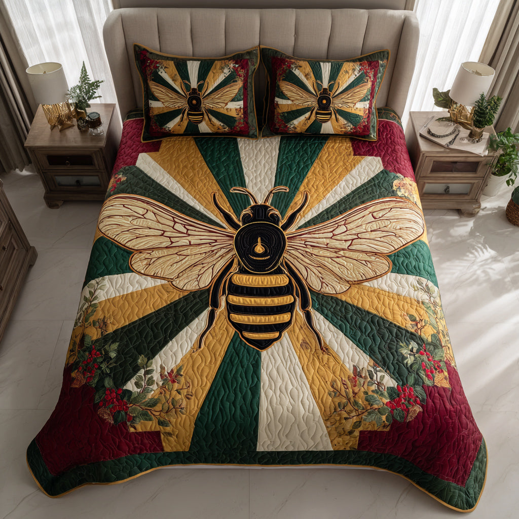 Indigo Bee Quilted Bedding Set Meaningful Home Gift for Special Occasions