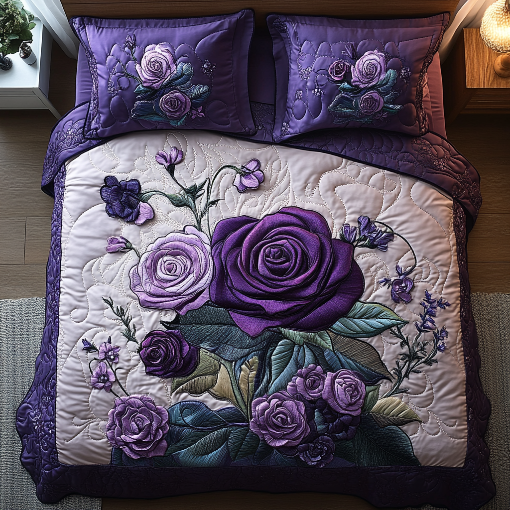 Indigo Blossom Dream Quilted Bedding Set Bed Room Decoration Christmas Present Ideas