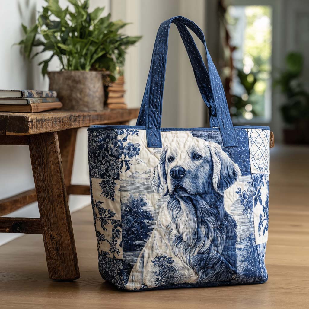 Indigo Retriever Glow Quilted Tote Bag Dog Presents For Humans