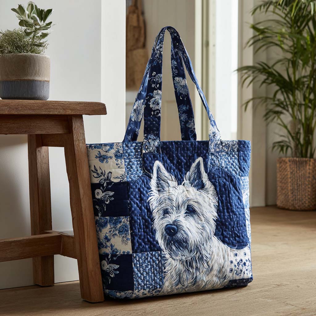 Indigo Terrier Shine Quilted Tote Bag Dog Dad Fathers Day Gifts
