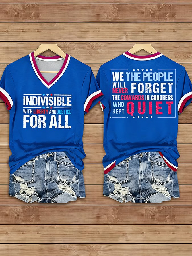 Indivisible With Liberty And Justice For All V-Neck Shirt Political Protest Clothing Gift For Supporters