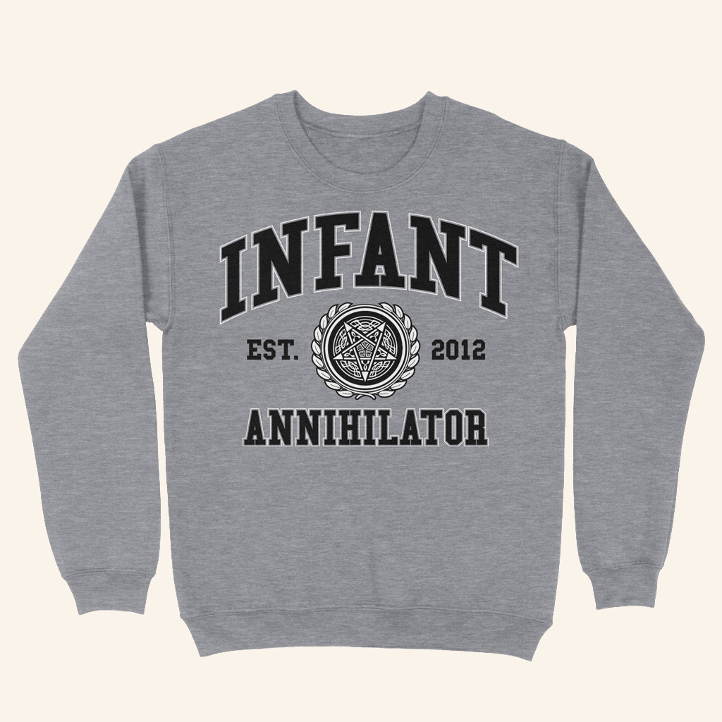 Infant Annihilator Merch Infant Annihilator Collegiate Est 2012 Sweatshirt Gifts For Band Fans