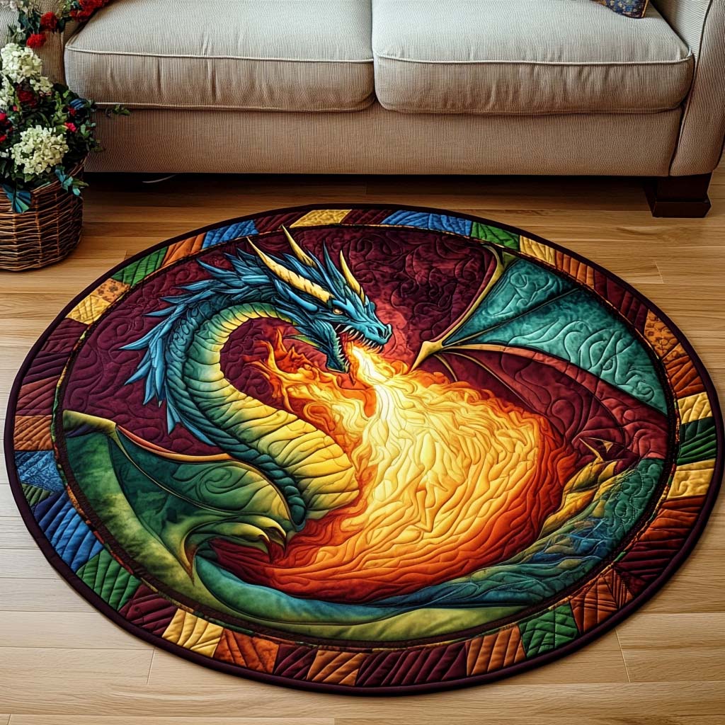 Infernal Nexus Quilted Round Mat Entry Way Ideas Dragonfly Lover Gifts For Women