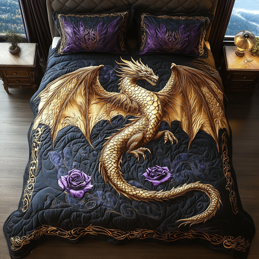 Infernal Wing Quilted Bedding Set Best Comforter Sets Dragon Gifts For Him