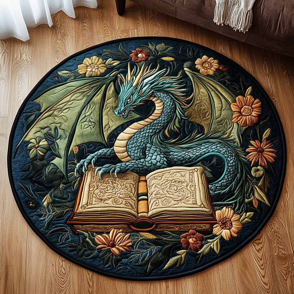 Inferno Coil Quilted Round Mat Christmas Entryway Decor Dragonfly Gifts For Lady