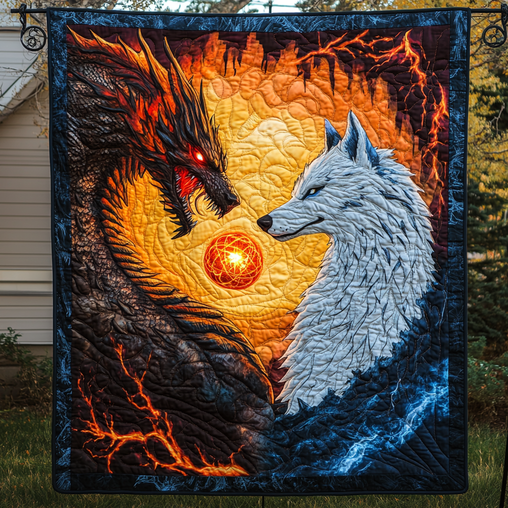 Inferno Embrace Quilted Blanket Gift For Dragon Lover