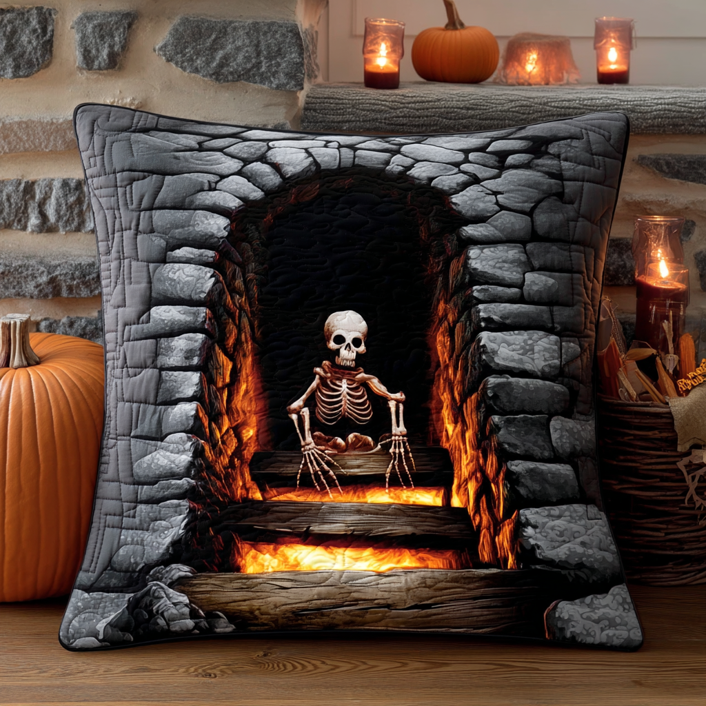 Inferno Skeleton Quilted Pillow Case Cute Pillow Covers Halloween Birthday Gifts