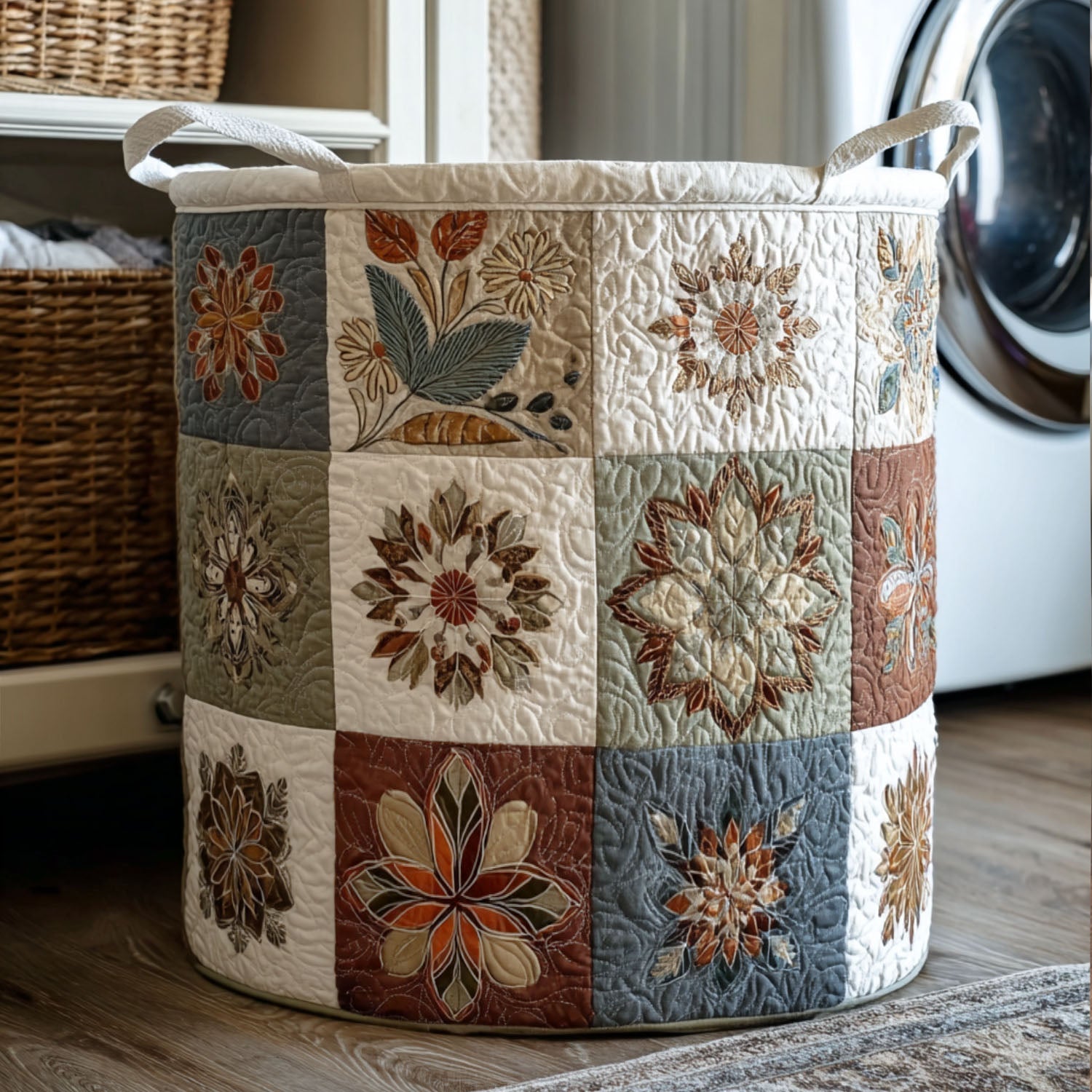 Infinity Bloom Quilted Laundry Basket Merch For Friends