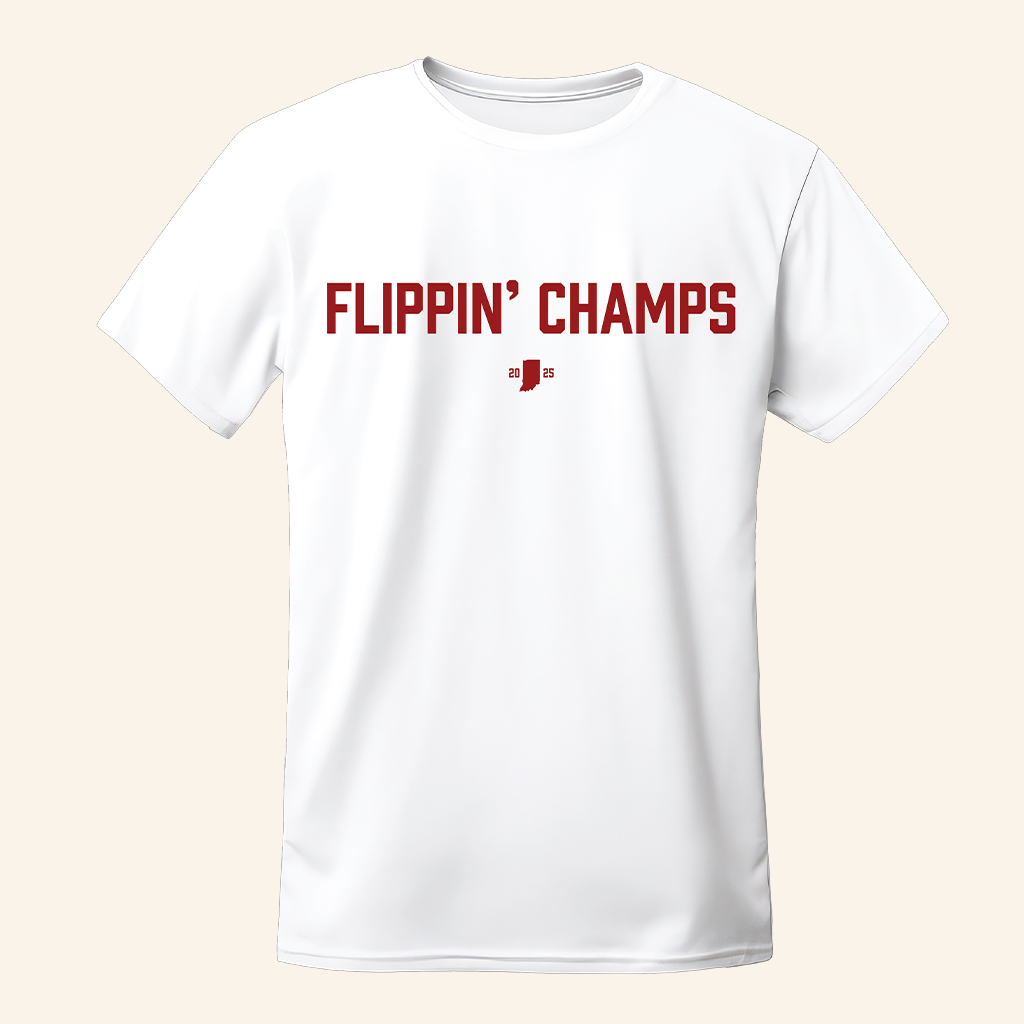 Inforindiana Merch Flippin' Champs White T-Shirt Best Birthday Gift For Brothers Inforindiana Merch Flippin' Champs White T-Shirt Best Birthday Gift For Brothers