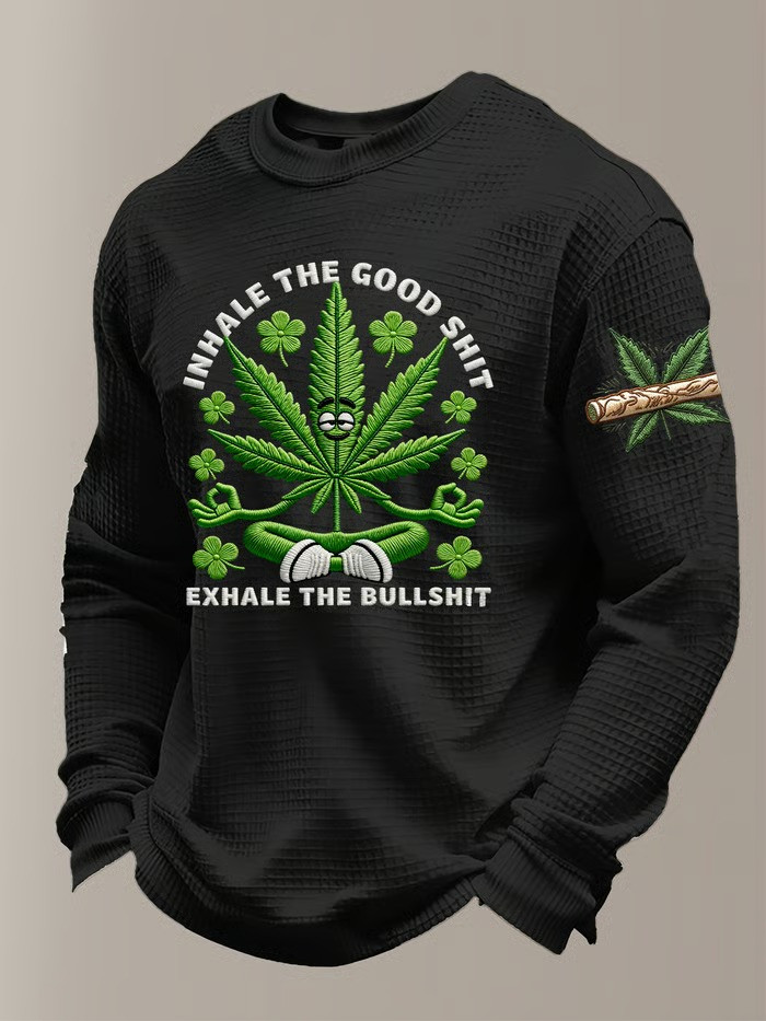 Inhale The Good Exhale The Bad St Patricks Day Long Sleeve Shirt Funny Irish Cannabis Gift