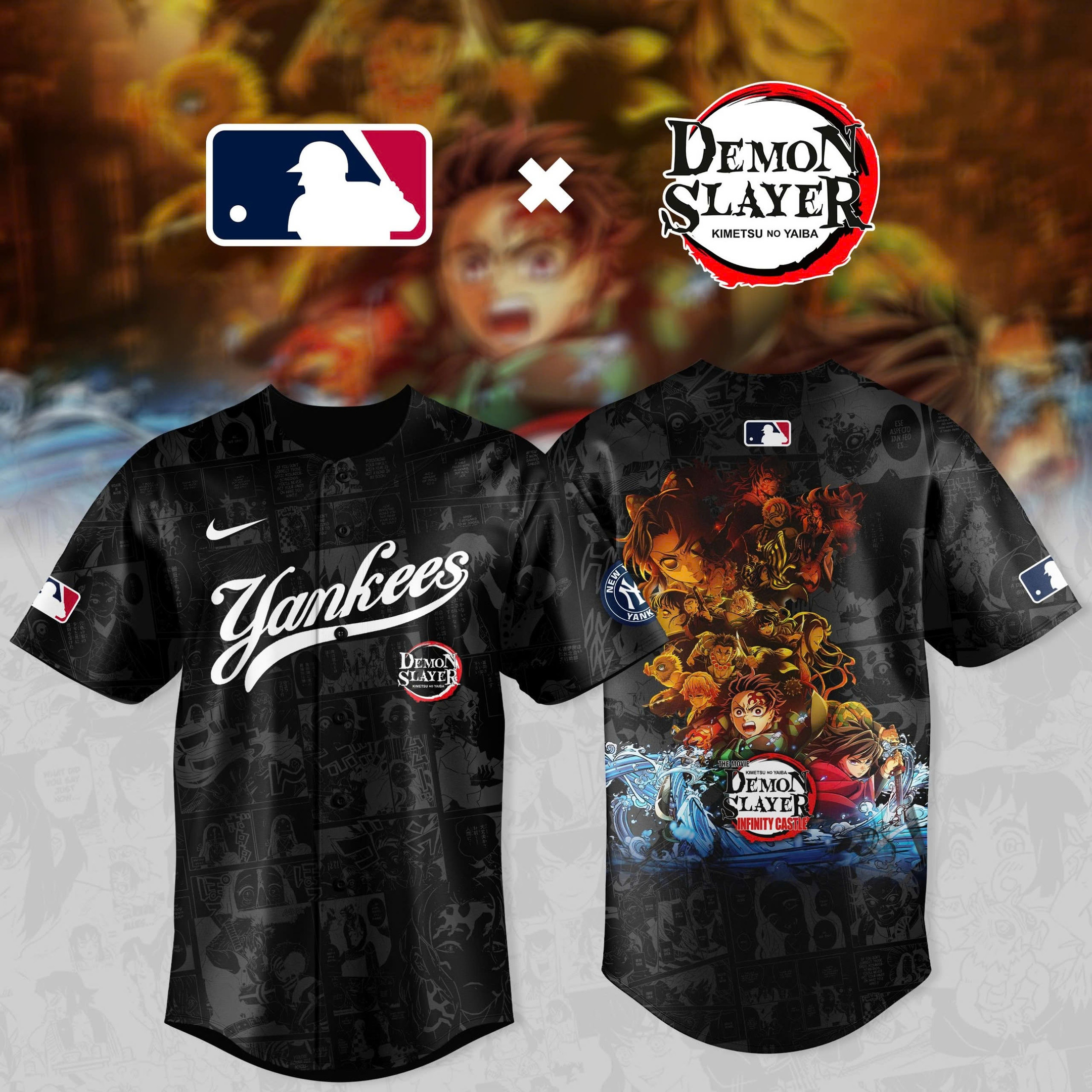 Inosuke Demon Slayer X New York Yankees 2025 Baseball Jersey Gifts For Baseball Fans