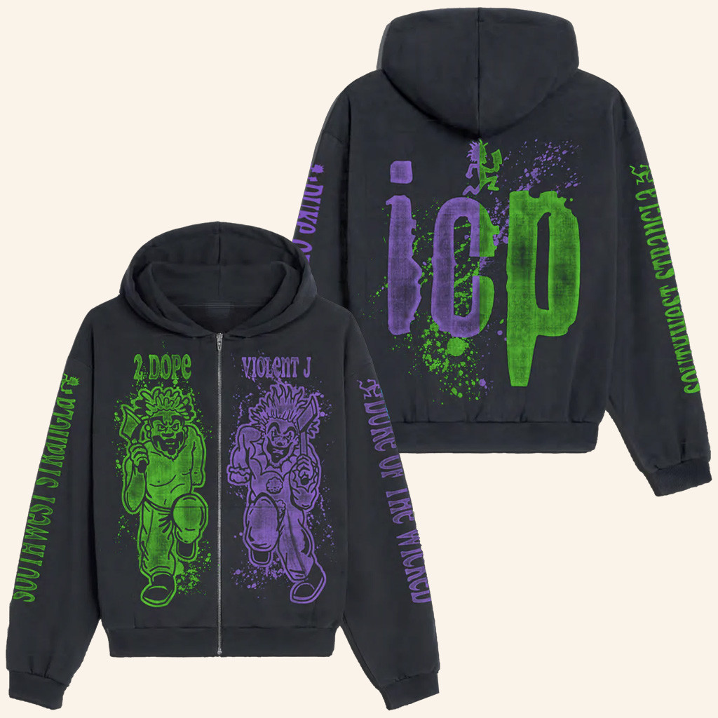 Insane Clown Posse Merch Running With Axes Zip Hoodie Gifts For Rap Music Lovers