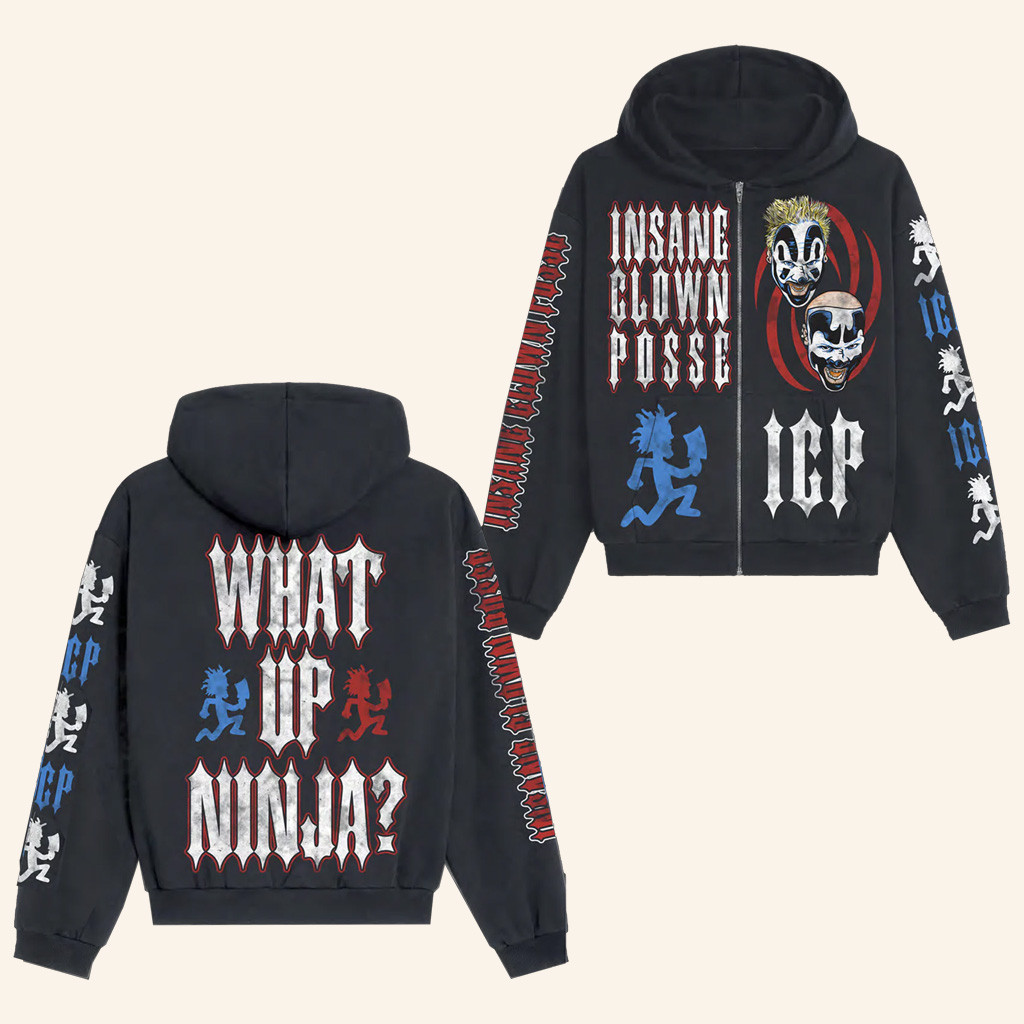 Insane Clown Posse Merch What Up Ninja Zip Hoodie Gifts For Hip Hop Lovers