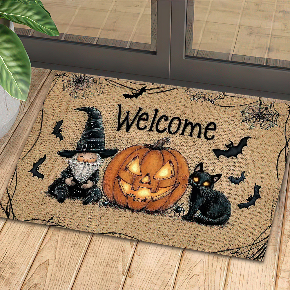 Interesting Halloween Doormat Gnome Black Cat And Pumpkin Doormat For Home Decor Housewarming Gift Welcome Mat Gift For Halloween Lovers