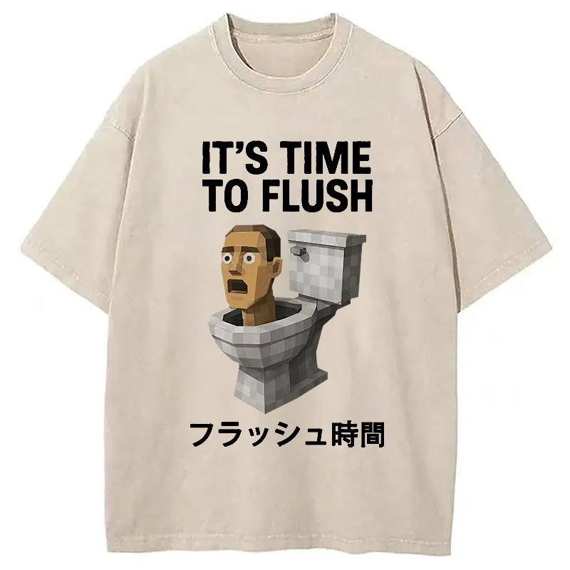 Interesting Toilet Washed T-Shirt Minimal Retro Graphic Clothing Gifts For Sister