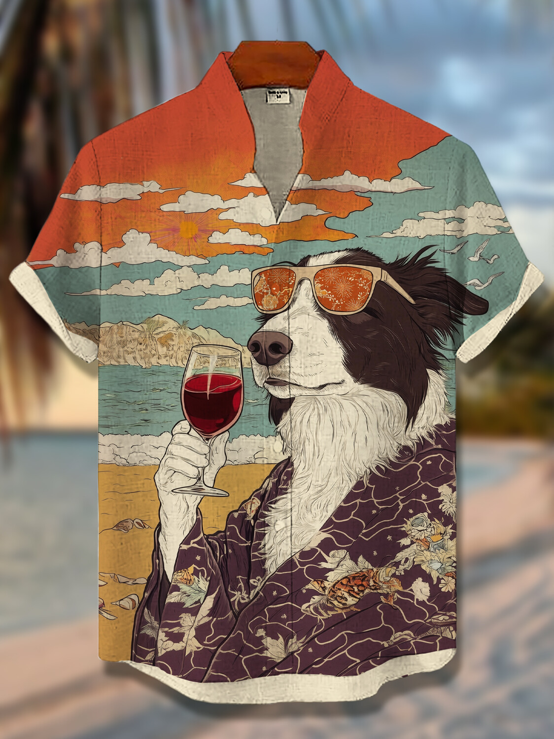 International Dog Day Border Collie Red Wine Hawaiian Shirt Gifts For Dog Lovers