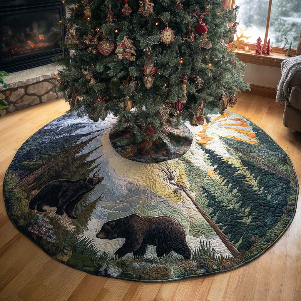 Into The Timber Christmas Quilted Tree Skirt Soft Quilted Tree Skirt Gift for Comfortable Festive Home