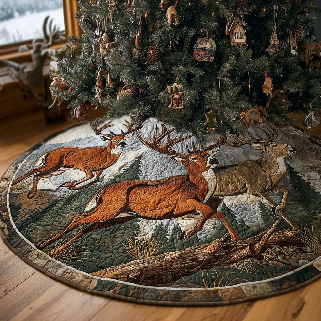 Into The Wild Christmas Quilted Tree Skirt Warm and Cozy Quilted Tree Skirt for Winter Festivities