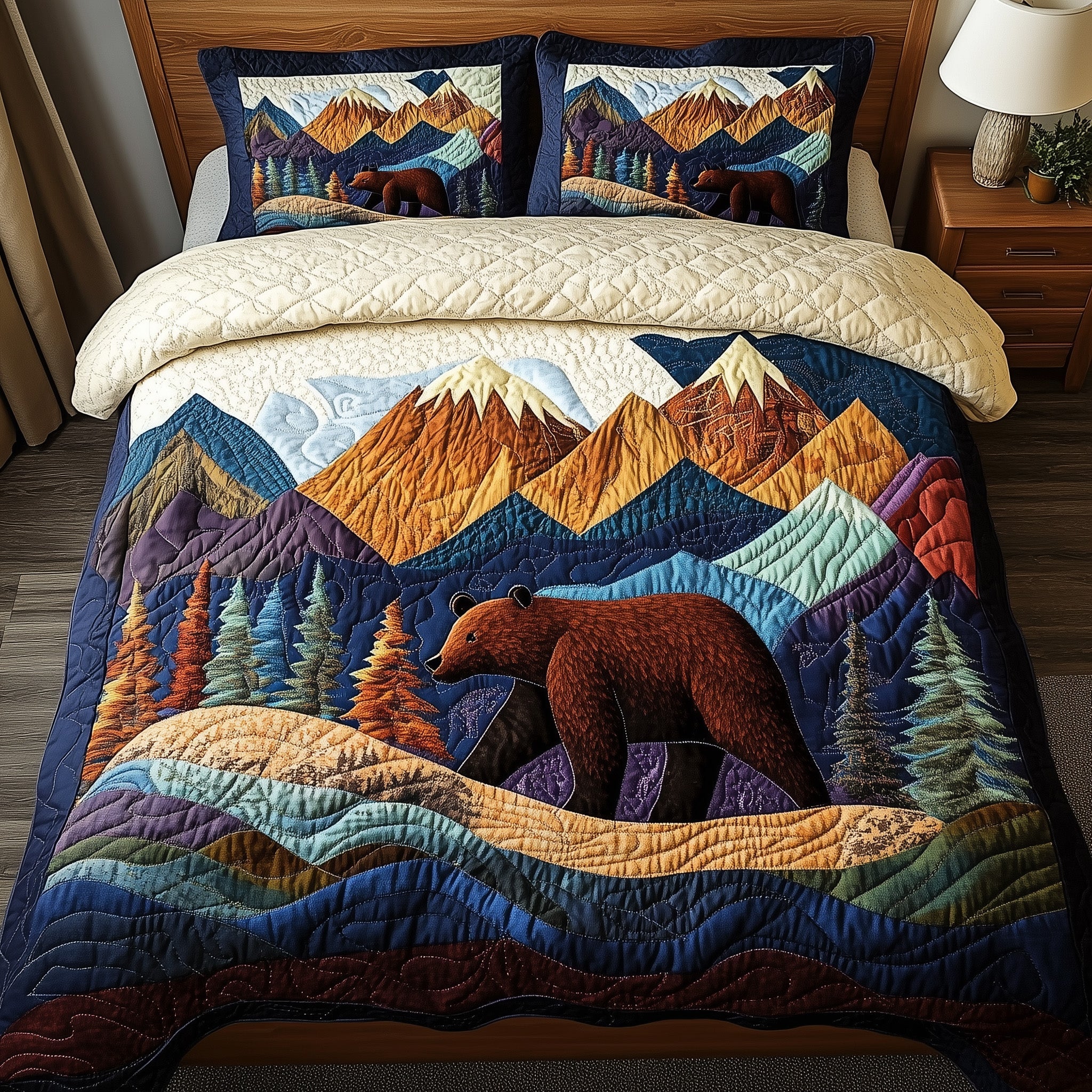 Into the Wild Quilted Bedding Set Duvet Cover Bed Sheet Bear Themed Gifts