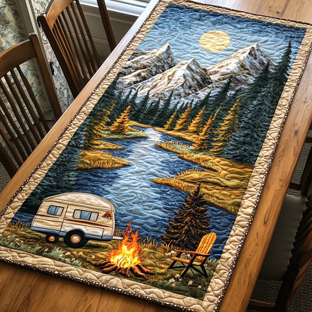 Into the Wild Quilted Table Runner Dining Room Decor Gifts For Camping Lovers