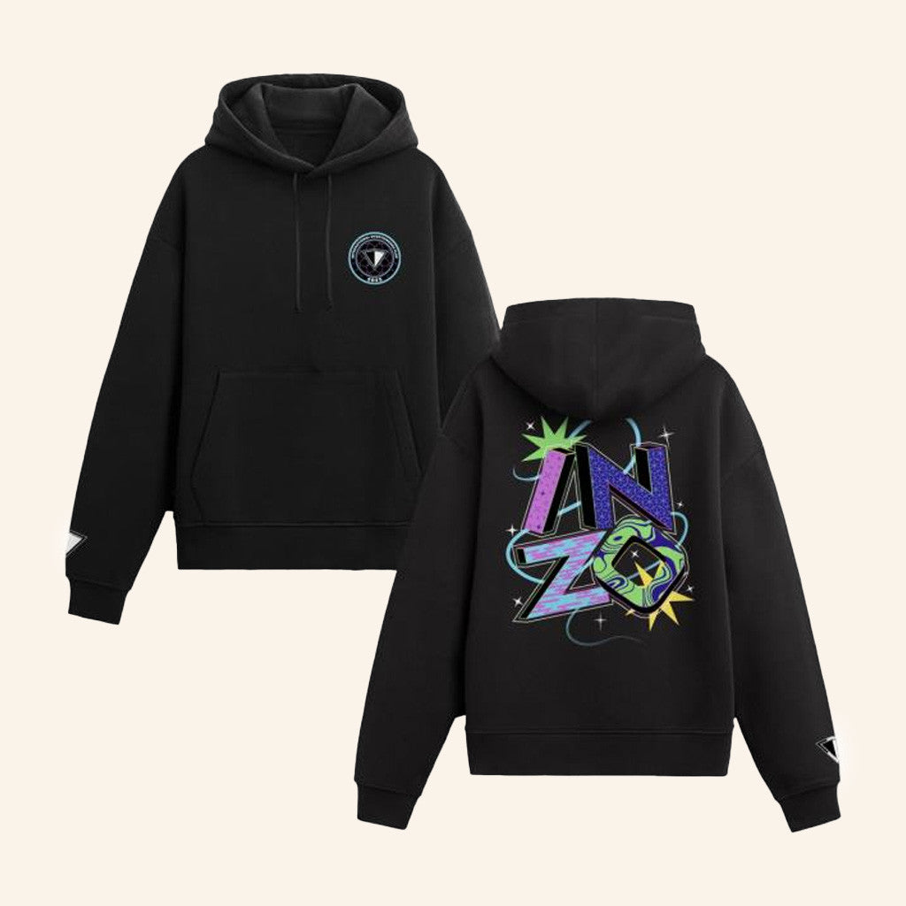 Inzo Merch Cosmic Typography Hoodie Black Friends Gifts Inzo Merch Cosmic Typography Hoodie Black Friends Gifts