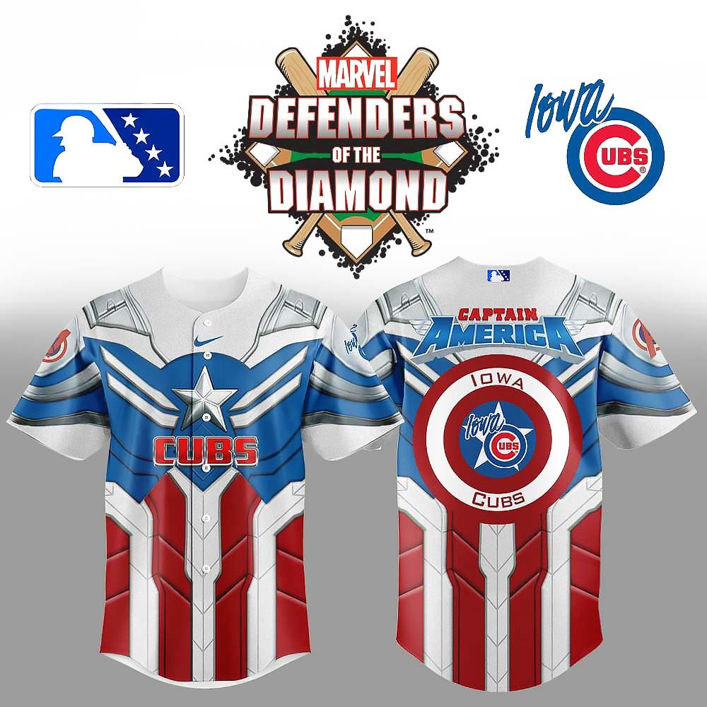 Iowa Cubs x Marvel Defenders Of The Diamond Baseball Jersey Baseball Team Gift Ideas