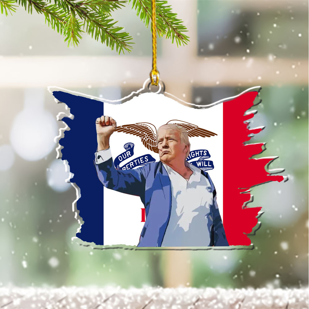 Iowa for Trump 2024 Ornament Shape Trump Fight Ornament for Christmas Tree