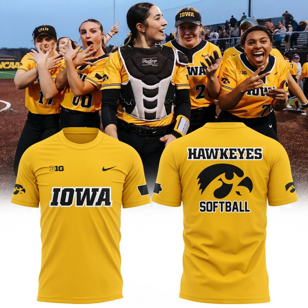 Iowa Hawkeyes Softball 2025 Yellow T-Shirt Gifts For Softball Fan