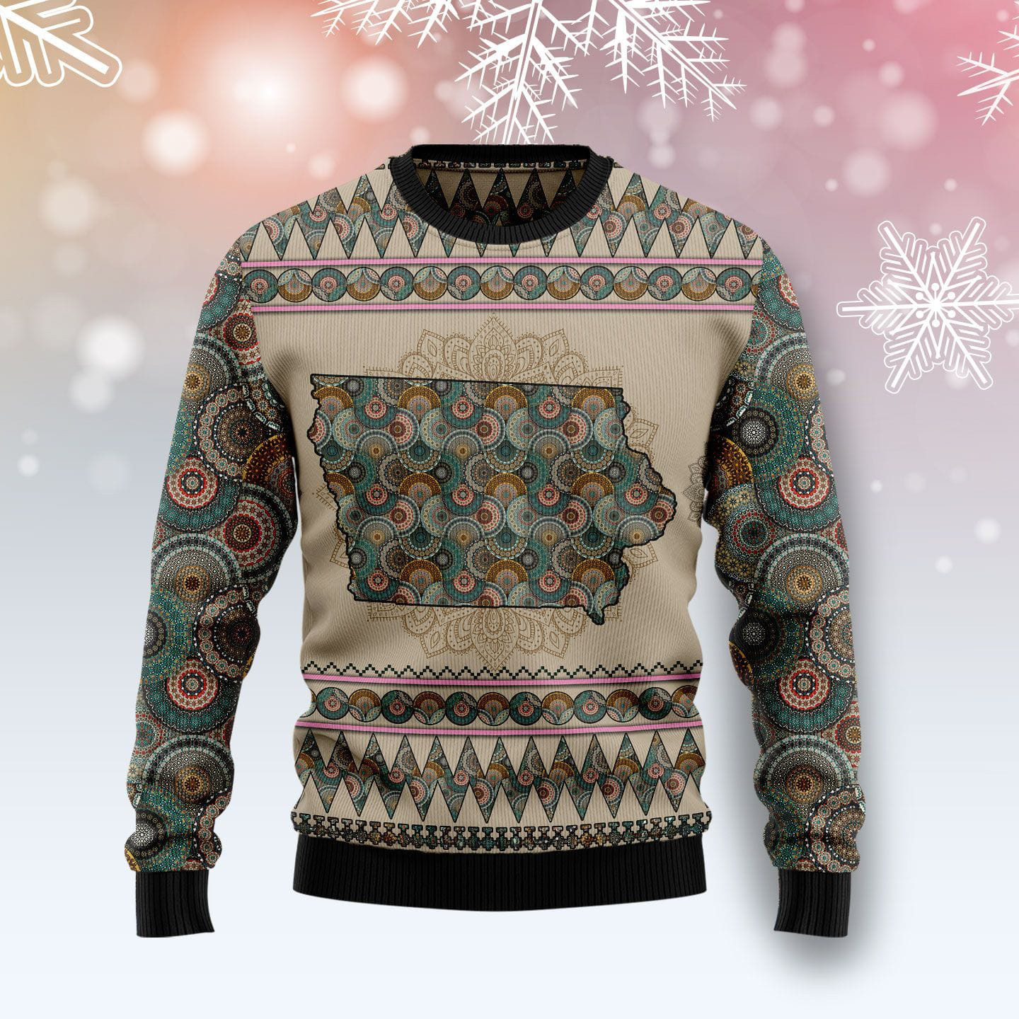 Iowa Mandala Ugly Christmas Sweater Holiday Clothing Christmas Gifts For Him
